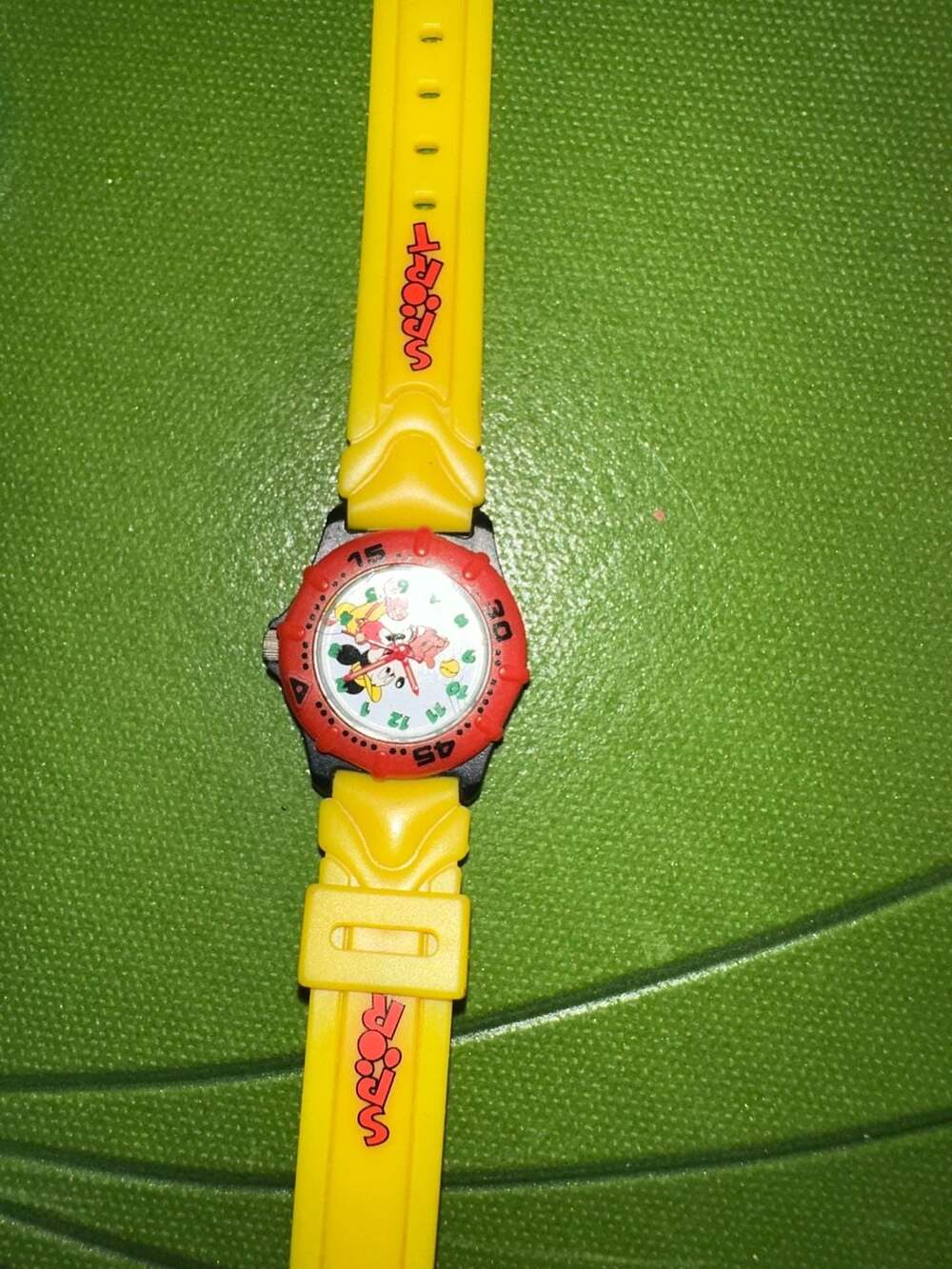 Disney Mickey Mouse Vintage 90s Sport Watch Yellow Band